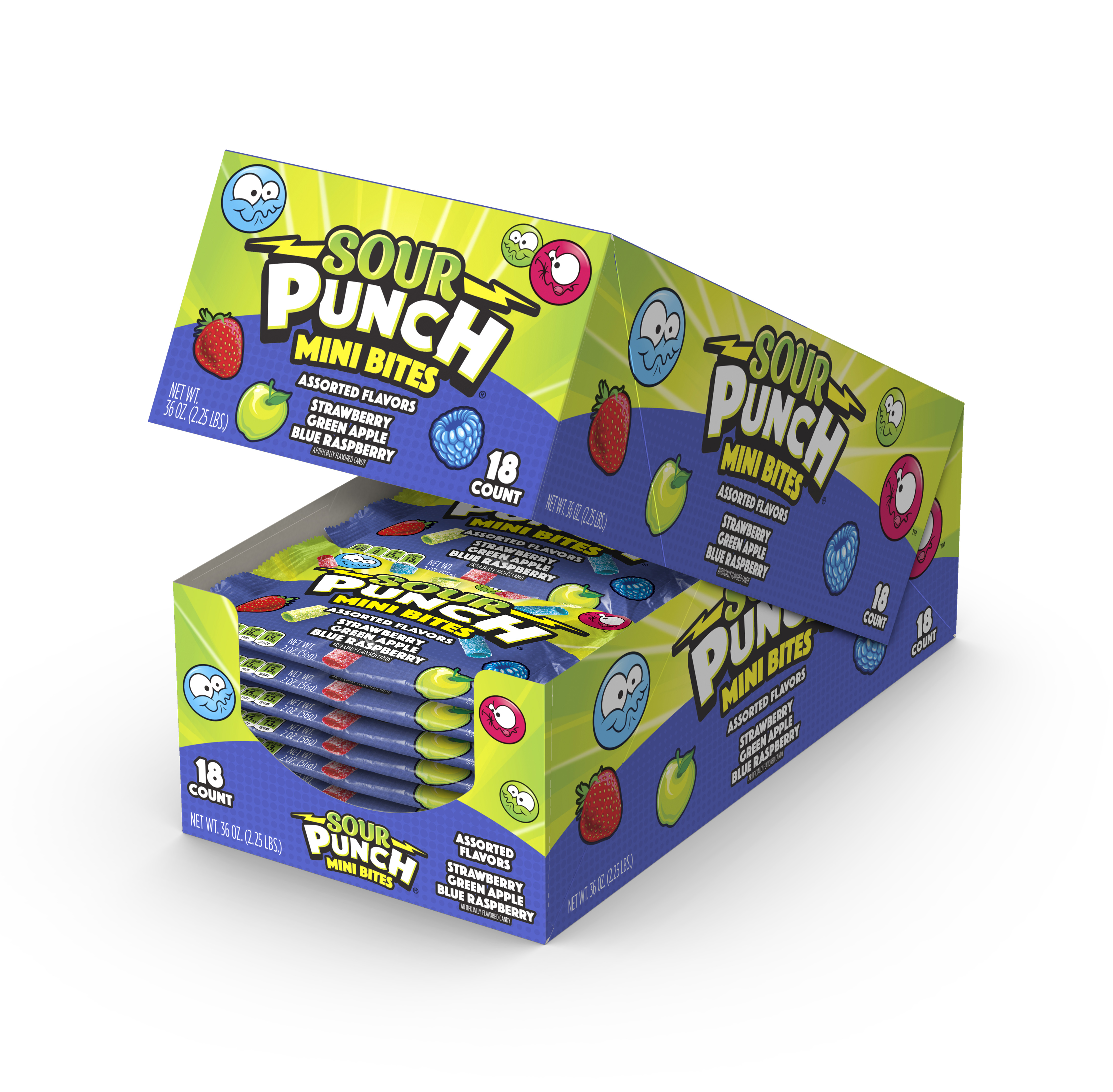 Sour Punch Assorted Mini Bites 2oz 2/18ct