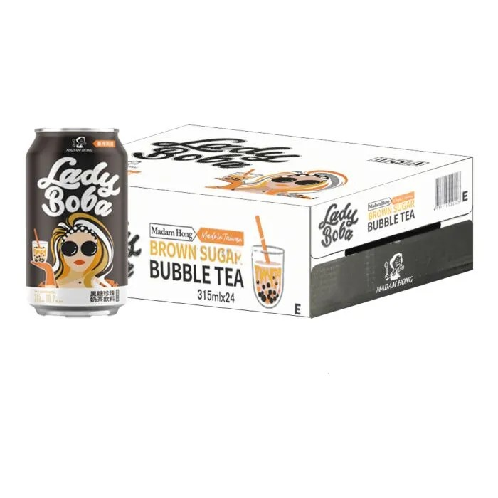 Madam Hong Lady Boba Canned Drink - Brown Sugar Bubble Tea 315ml (24 Cans)
