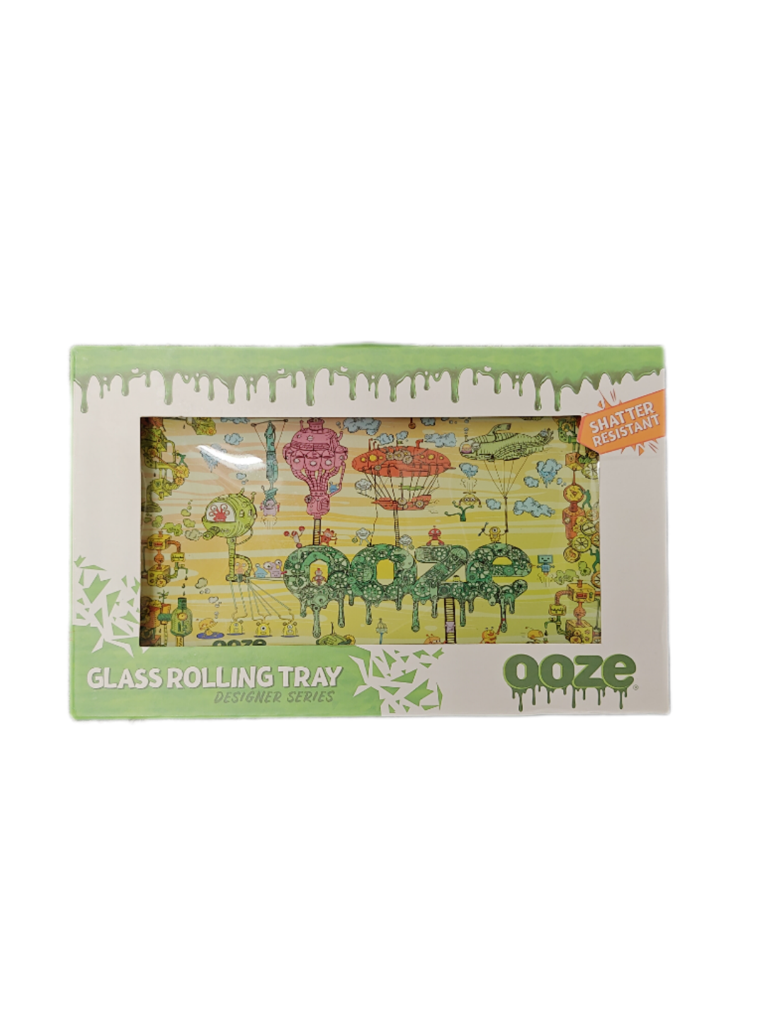 New Ooze Designer Series Shatter Resistant Glass Rolling Tray Slime Carver