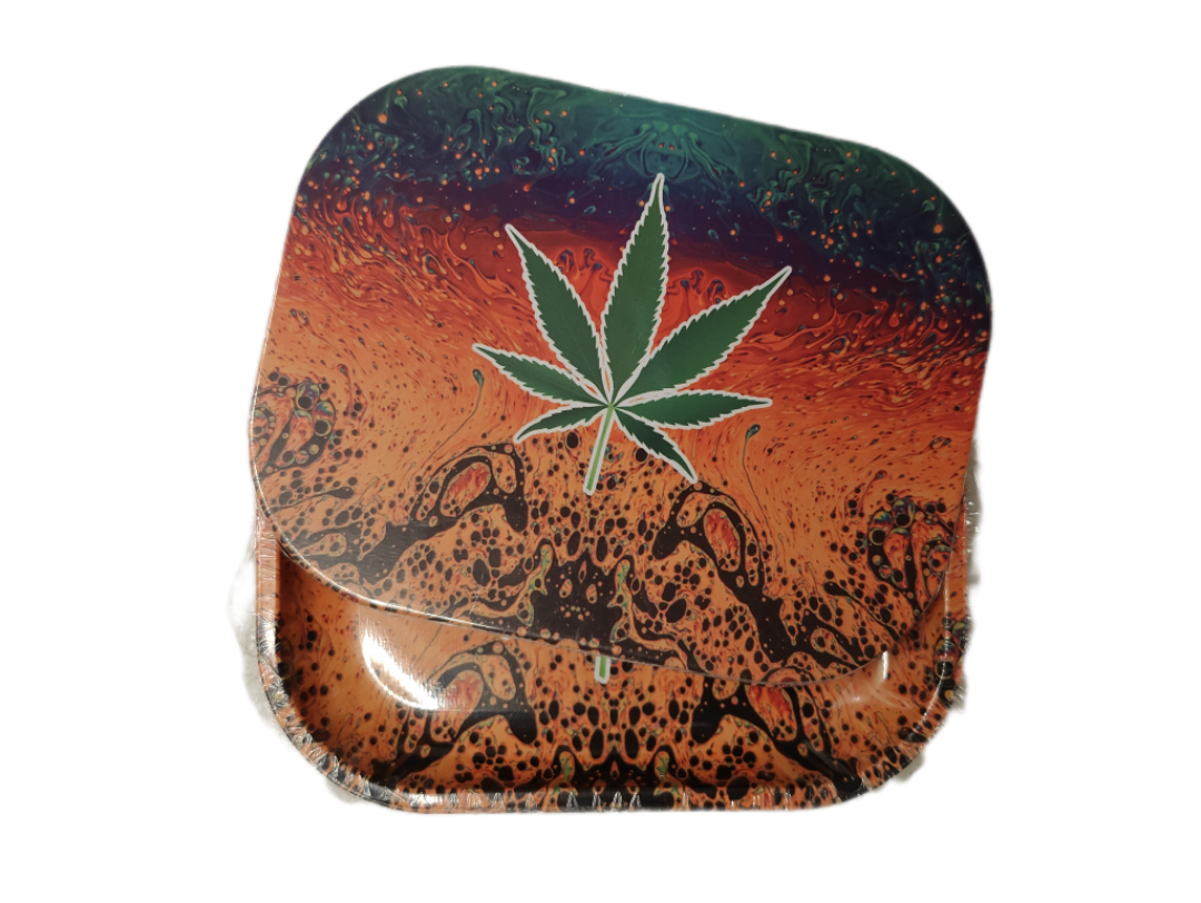 Leaf Printed Medium Tray With Magnetic Lid
