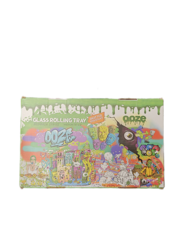 New Ooze Designer Series Shatter Resistant Glass Rolling Tray Slime Carver
