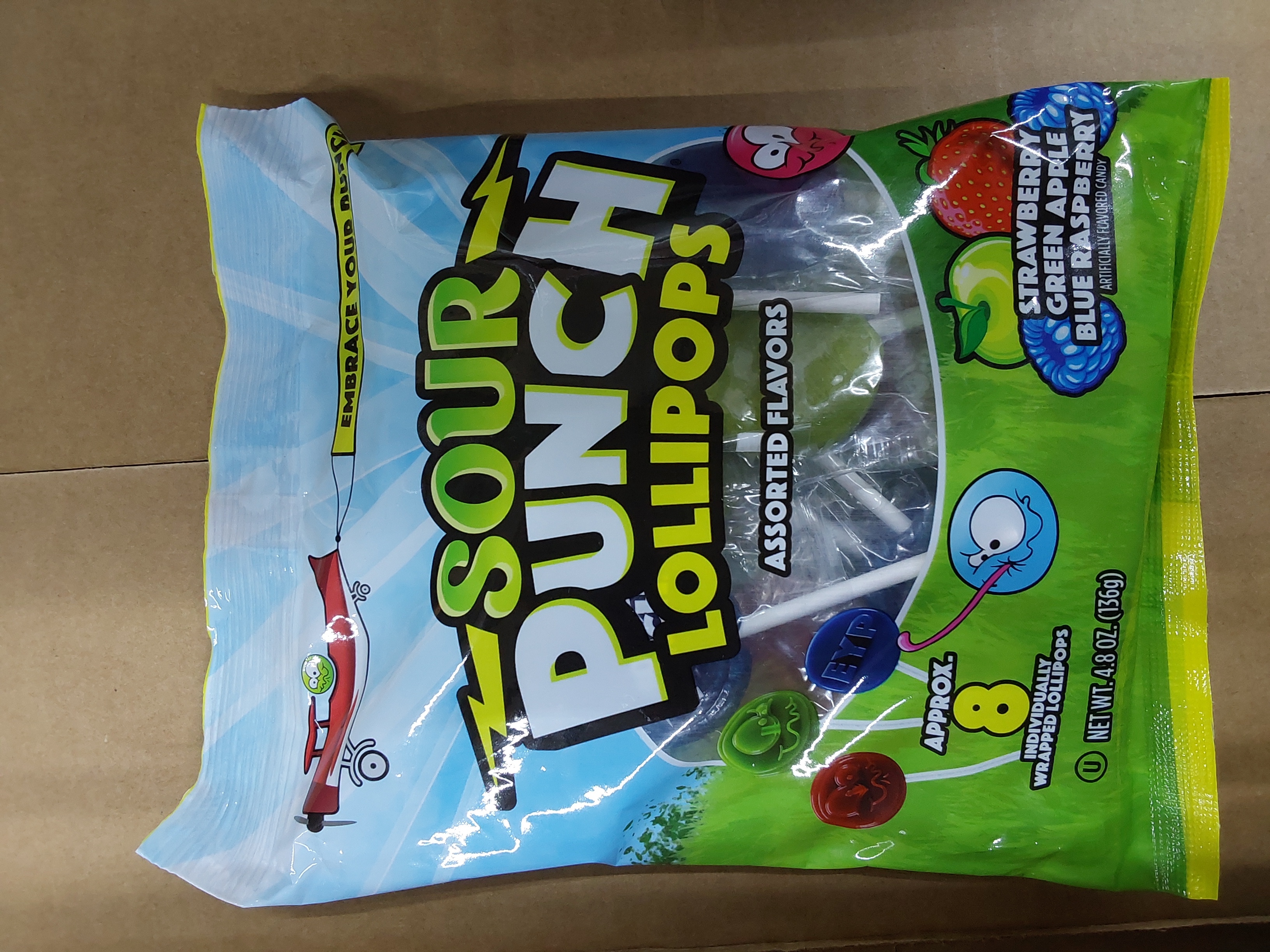 A&B Sour Punch Pops 4.75oz Peg Bag 1/12ct