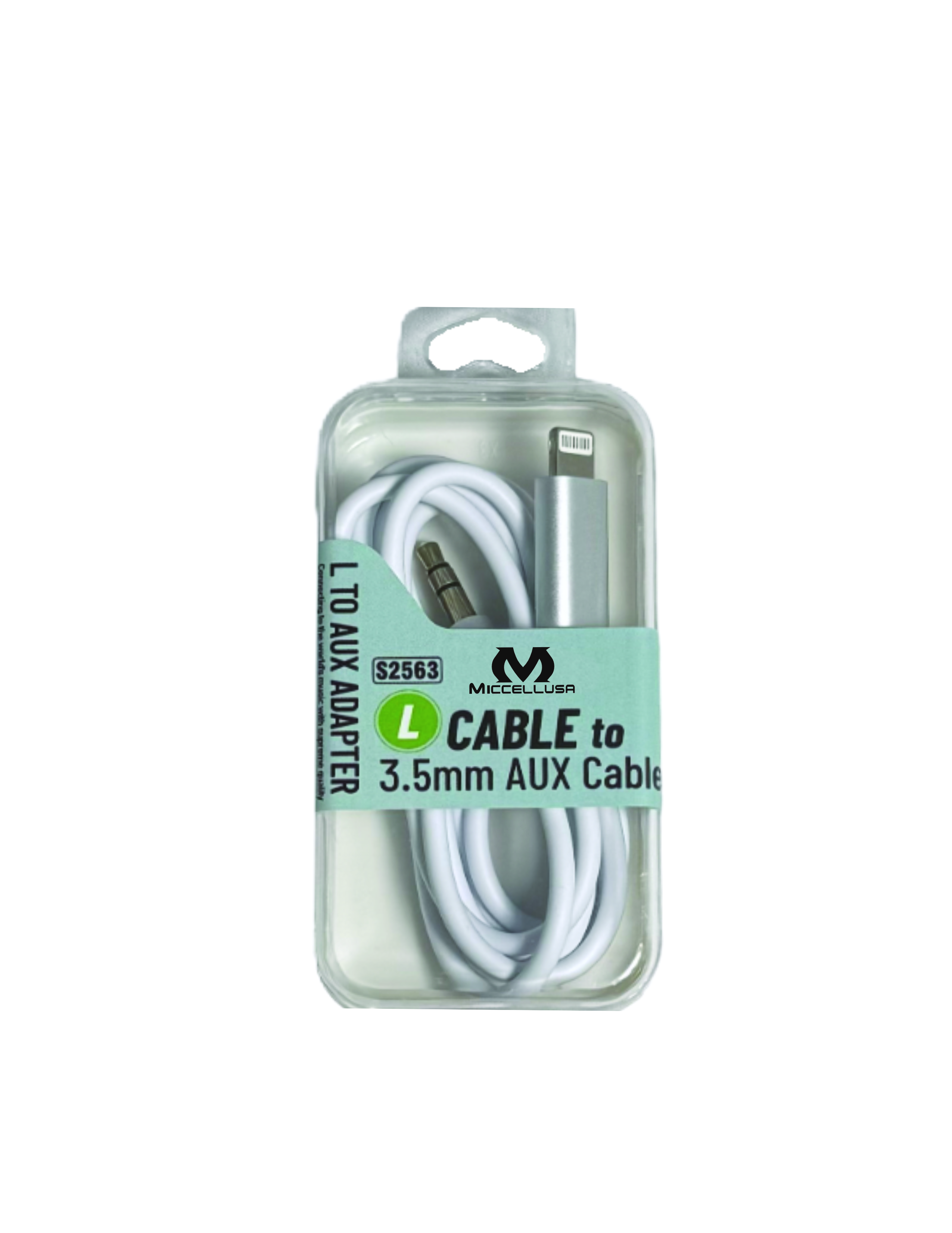 S2563 Miccell L to 3.5 AUX Audio Adapter Cable ACRYLIC Pack