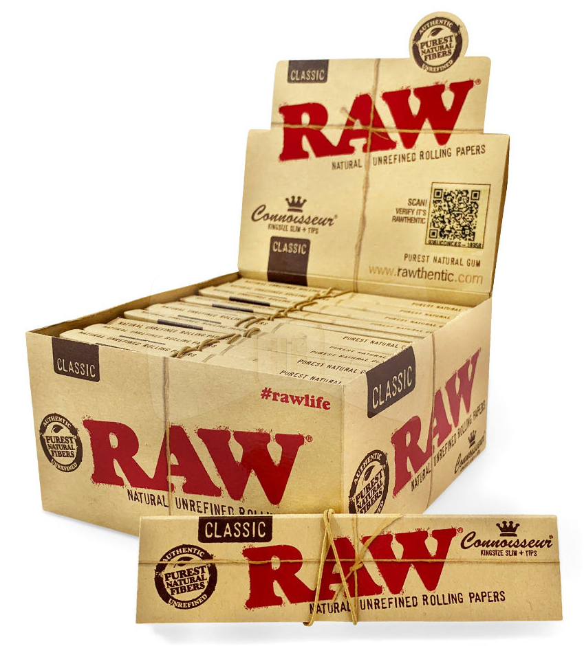 RAW Connoisseur King Size Slim with Tips 24's