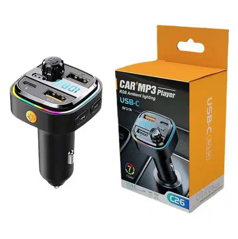 C26 Car Charger / MP3 Player RGB Ambient Lighting (A+C) FM TRANSMITTER