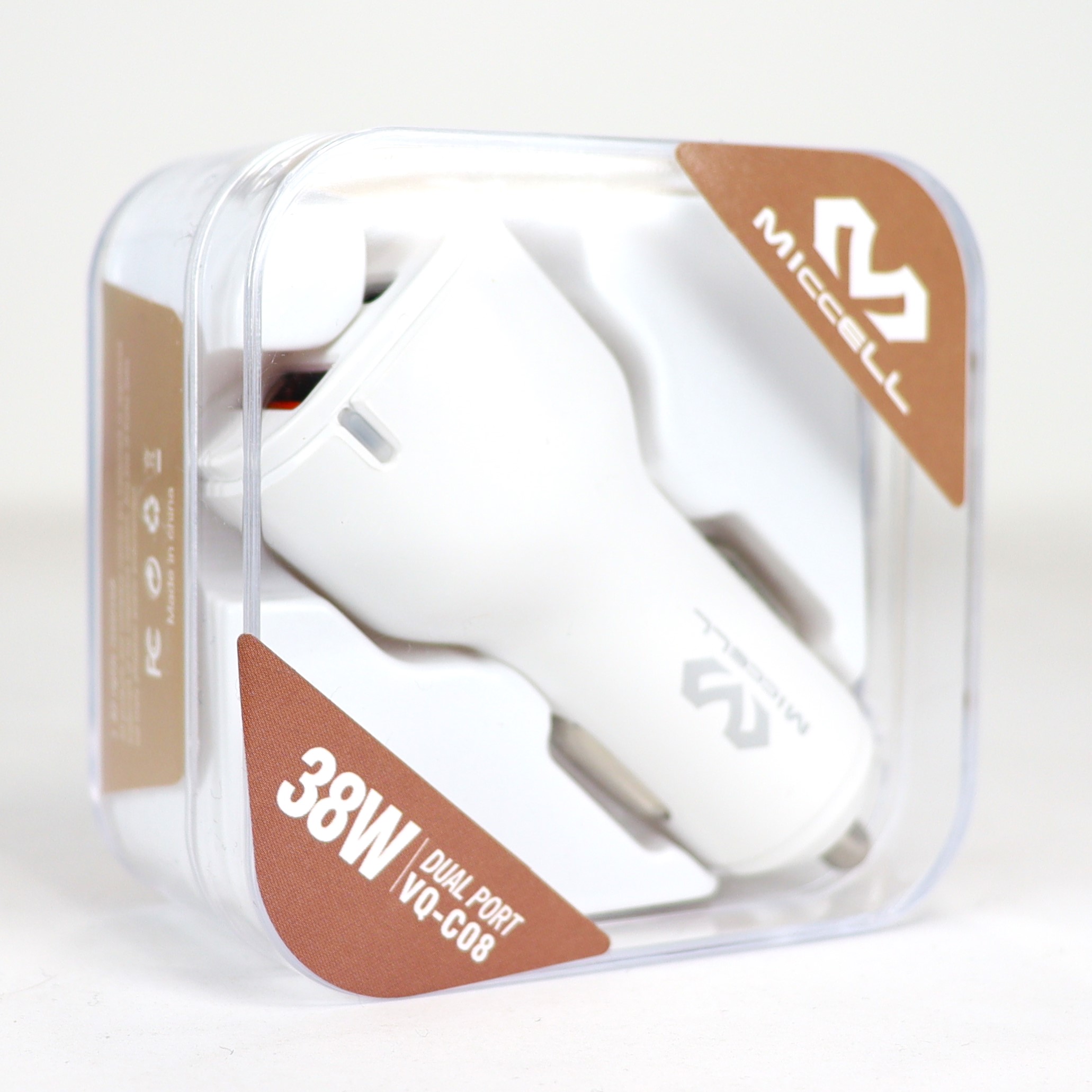 S2381 Miccell DUAL Fast CAR Charger (VQ-C08) 38W+3.0 Acrylic Pack