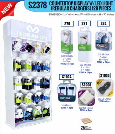 S2378 MICCELL NEW Countertop Display with LED Light(Regular) 128pcs