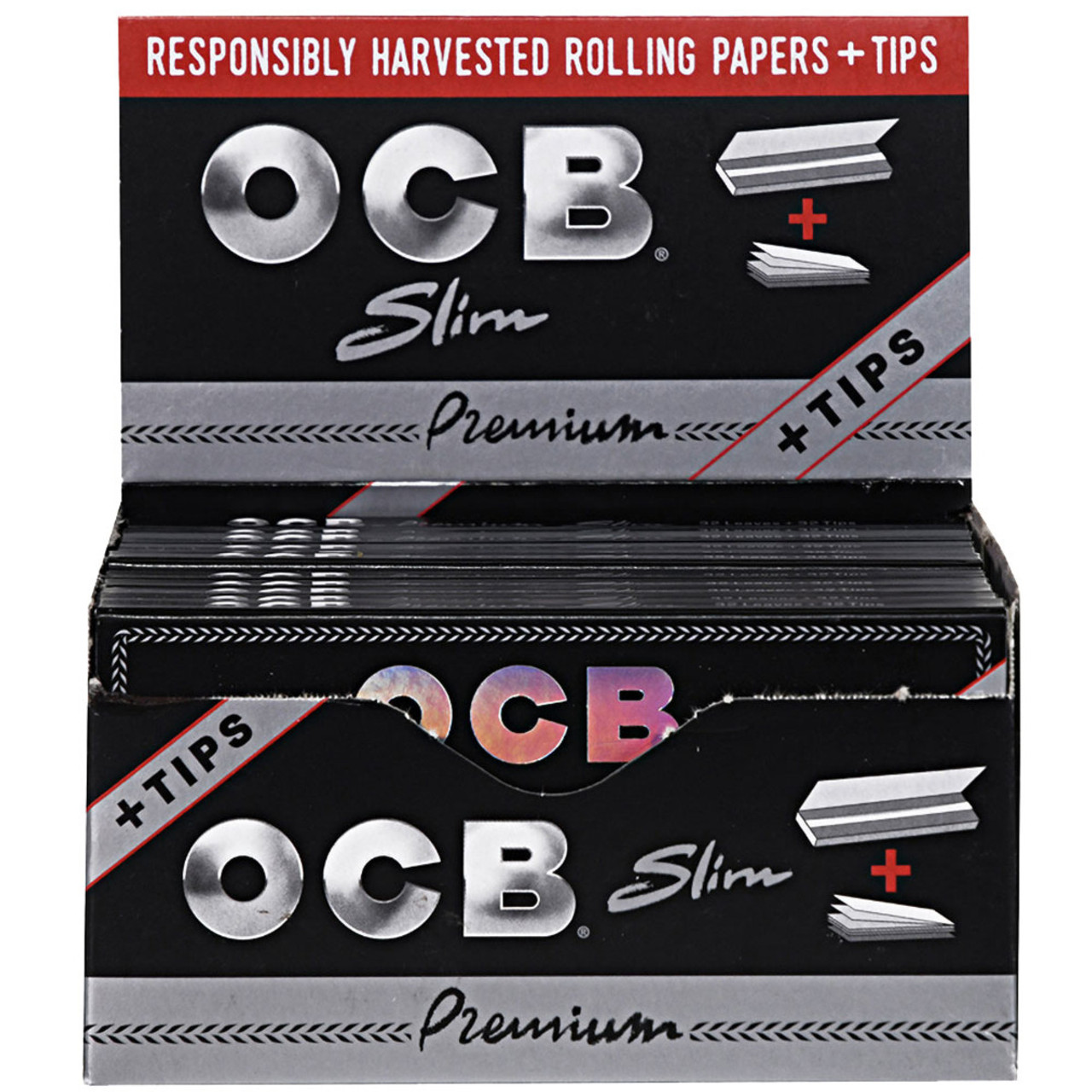 OCB Premium Slim Rolling Papers + Tips 24PK