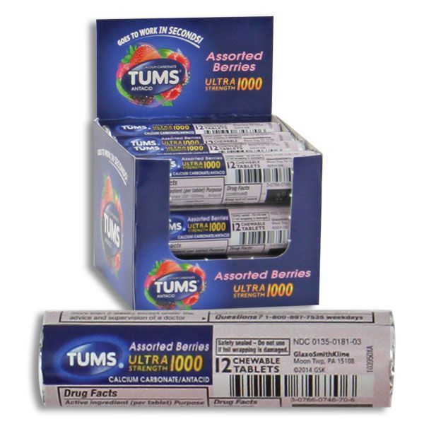 Tums Ultra 1000 Assorted Berries 12 Count x 12 Rolls