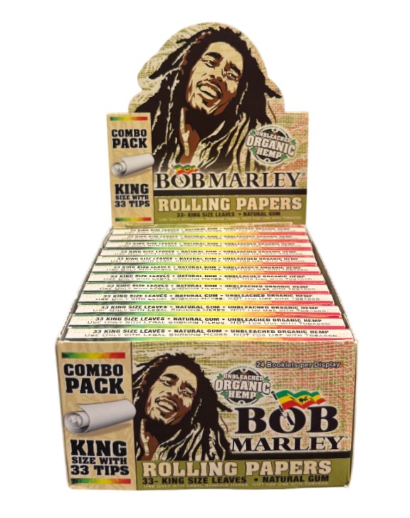 Bob Marley Papers w 33 Tips Unbleached Organic KS 50CT