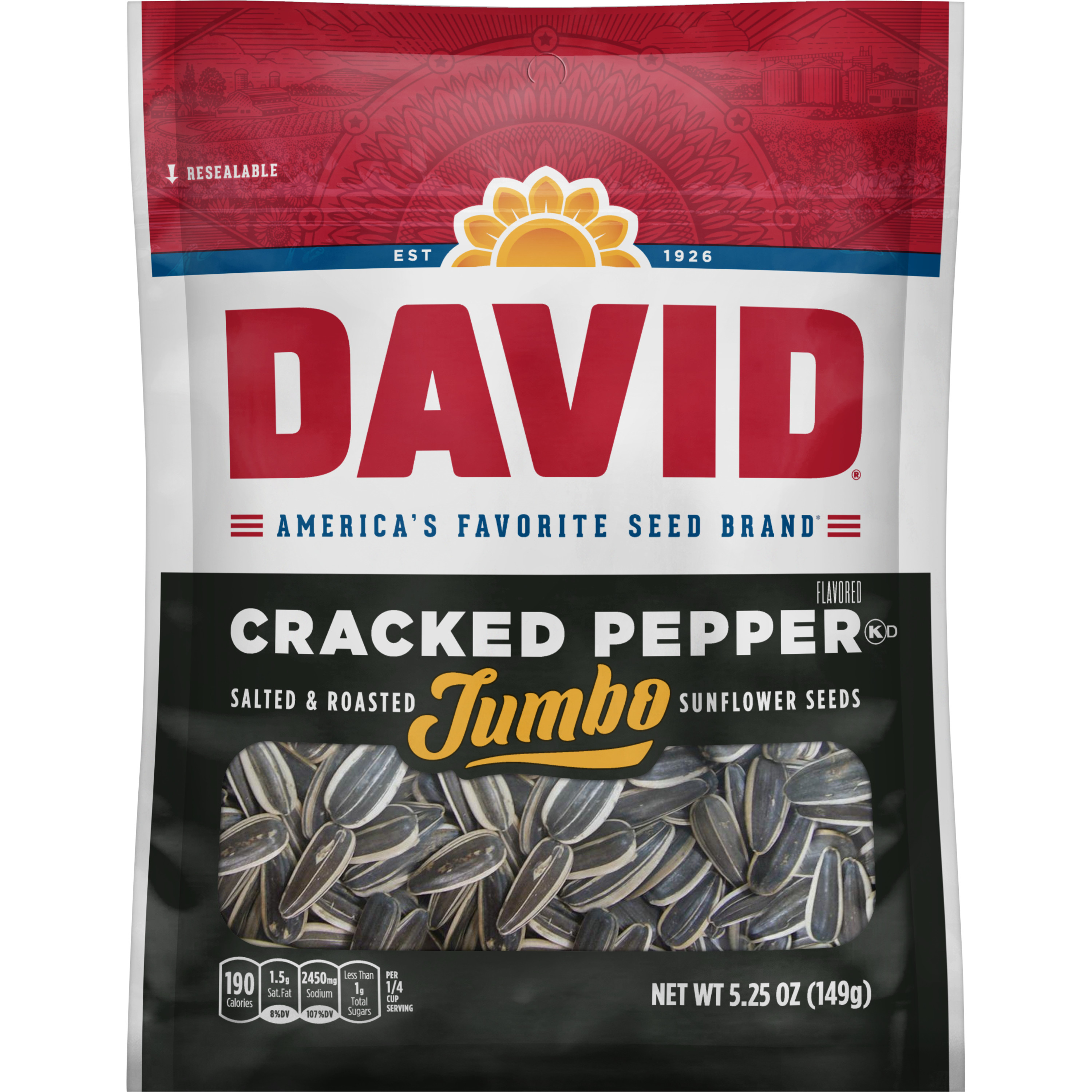 David's Jumbo Seeds Cracked Pepper 5.25oz